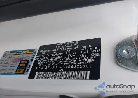 2024 Kia Telluride Ex from USA, damaged, VIN 5XYP34GC1RG525931